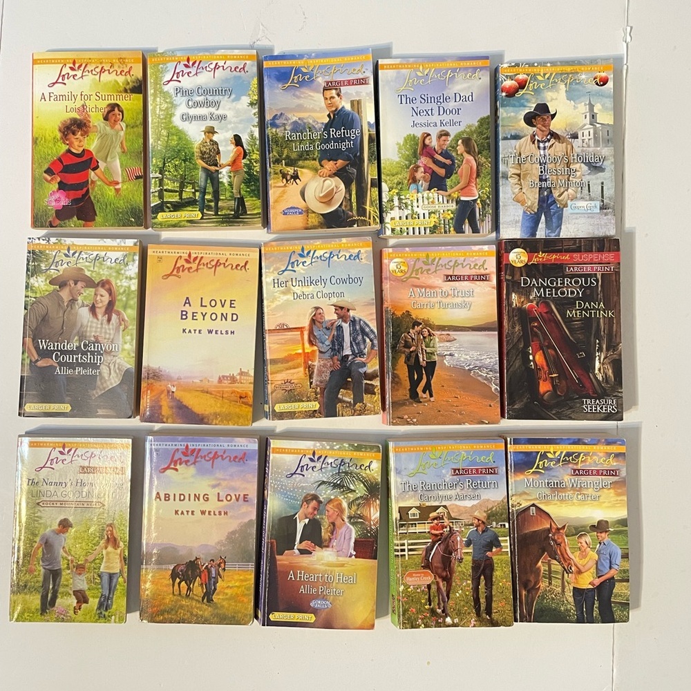 Lot of 15 used romance Love Inspired Christian paperback books Collection